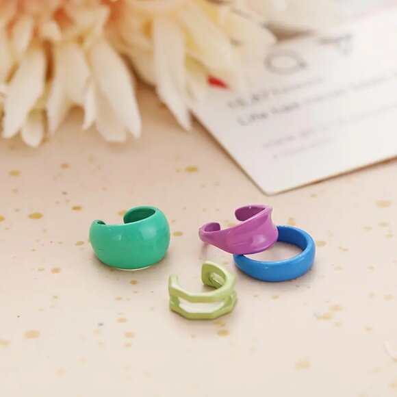 Minimalist Earrings RESIN Ear Cuffs 3pc Creative, Simple,Cute, Seamless - Picture 5 of 5